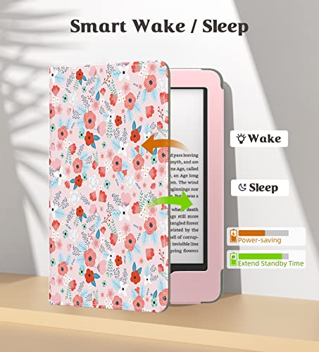 MoKo Case for All-New 6" Kindle(11th Generation, 2024/2022 Release)/(10th/8th Gen, 2019/2016), Ultra Lightweight PU Shell Cover with Auto Wake/Sleep for Kindle 2024, Spring Pink - Image 5