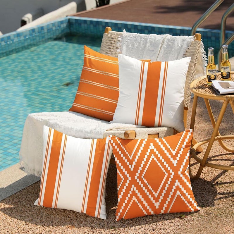 DFXSZ Outdoor Pillow Covers 18x18 Inch Set of 4 Waterproof Modern Geometry Throw Pillows Outdoor Summer Waterproof Decor for Patio Funiture Garden Polyester Cushion Covers 013D - Image 4