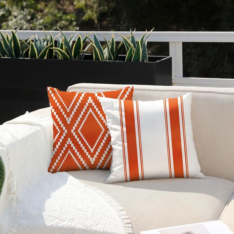 DFXSZ Outdoor Pillow Covers 18x18 Inch Set of 4 Waterproof Modern Geometry Throw Pillows Outdoor Summer Waterproof Decor for Patio Funiture Garden Polyester Cushion Covers 013D - Image 2