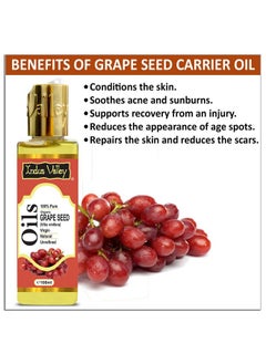 INDUS VALLEY 100% Pure Carrier Oil- Natural, Virgin, unrefined & Cold Pressed Grape Seed Oil - Vitis Vinifera (100ml) - pzsku/Z470C0840BB3D02433C8AZ/45/_/1738306639/7c3cbc8e-5d8a-4bf3-b1a2-ba4939f12f73