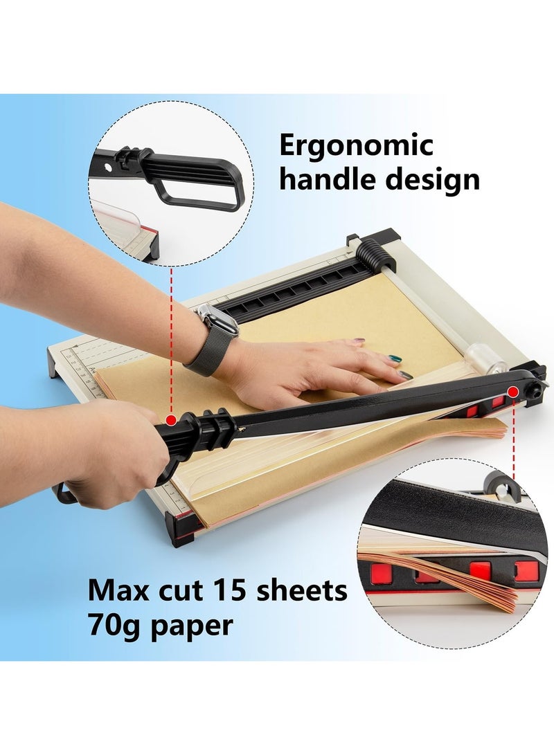 YQLIFE Paper Trimmer - Paper Cutter - Paper Cutting Knife Accurate Cutting with Safety Guard,15 Sheets Capacity,Magnetic Guide,Heavy Duty Metal Base, Perfect for Cardstock,Cardboard,Crafts & Photos - Image 2