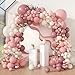 Amandir 173Pcs Dusty Rose Pink Nude Balloon Garland Arch Kit 18In Retro Blush Peach Mauve White Sand Gold Confetti Balloons for Girl Baby Shower Wedding Boho Birthday Party Decorations - Image 2