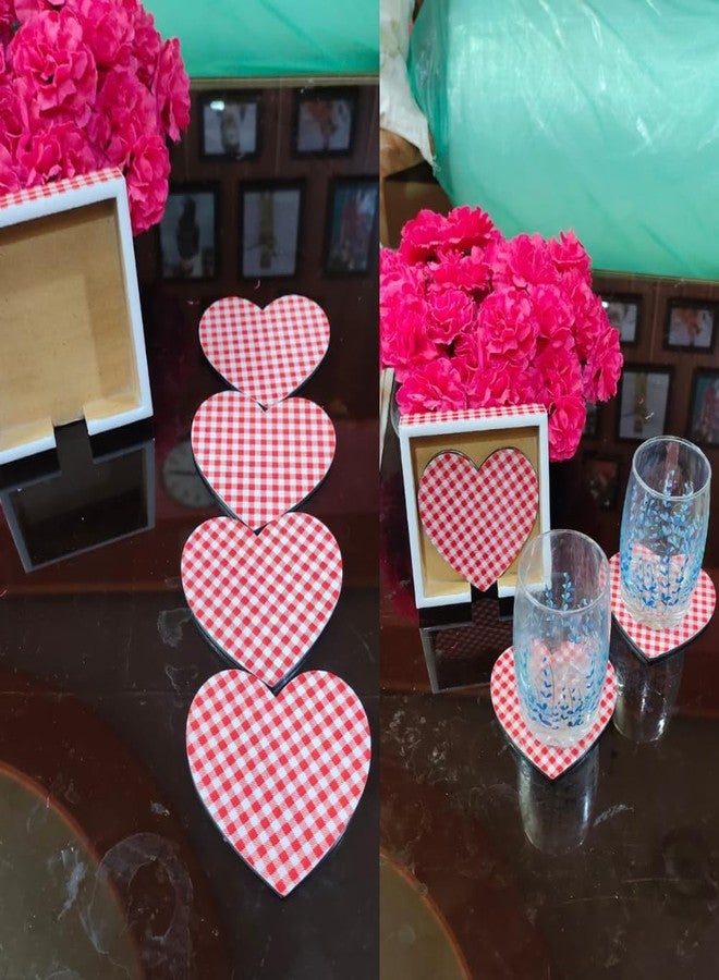 TrendyTrolley Set of 4 Heart Shape Tea Coasters | Love Design Cute Coffee & Tea Coaster Set | Home Decor & Gift for Him/Her | Decorative Home Decor Set - Image 2