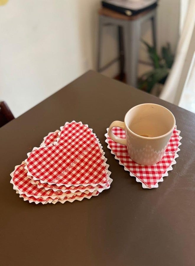 TrendyTrolley Set of 4 Heart Shape Tea Coasters | Love Design Cute Coffee & Tea Coaster Set | Home Decor & Gift for Him/Her | Decorative Home Decor Set - Image 1