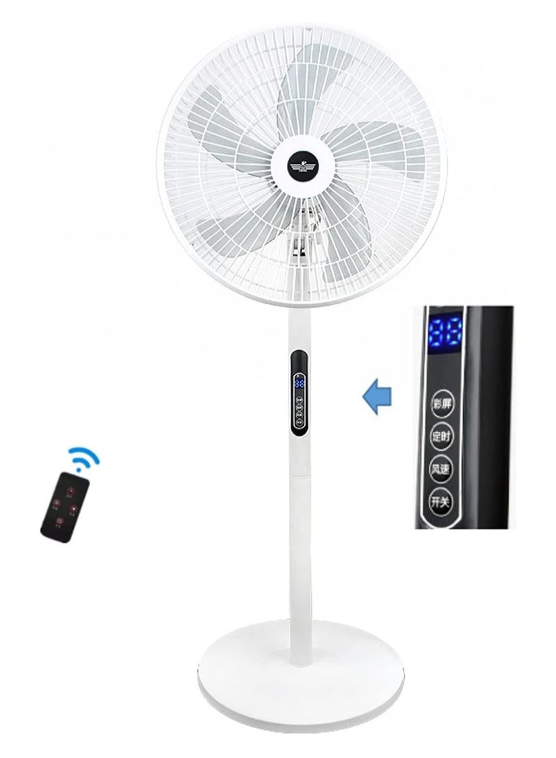Pedestal Fan with Remote Control,5-Blade Oscillating Standing Fan - Adjustable Height,Ultra Quiet,8 Speed,3 Winds Mode,9 Hour Timer,LED Display,90° Pivoting Head Air Circulator Fan (White) - Image 1