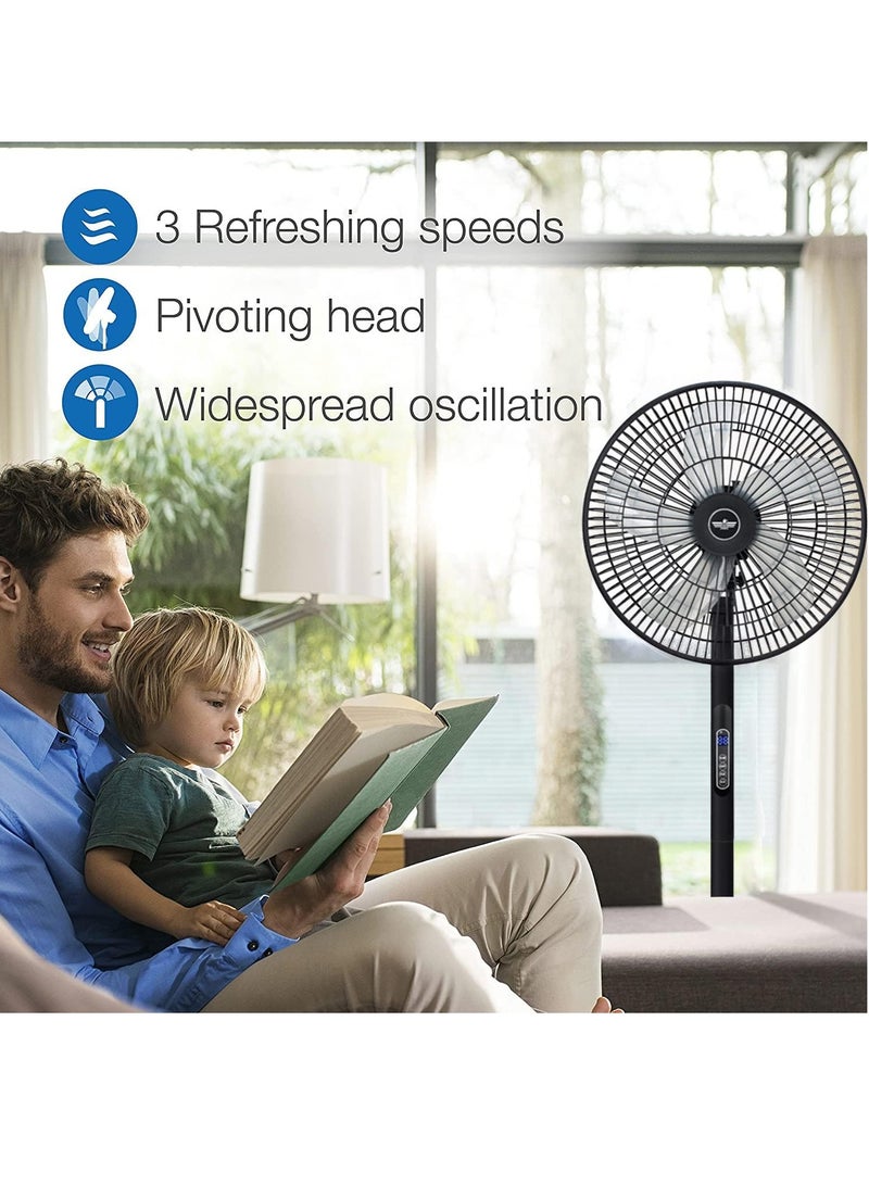 Pedestal Fan with Remote Control,5-Blade Oscillating Standing Fan - Adjustable Height,Ultra Quiet,8 Speed,3 Winds Mode,9 Hour Timer,LED Display,90° Pivoting Head Air Circulator Fan (White) - Image 4