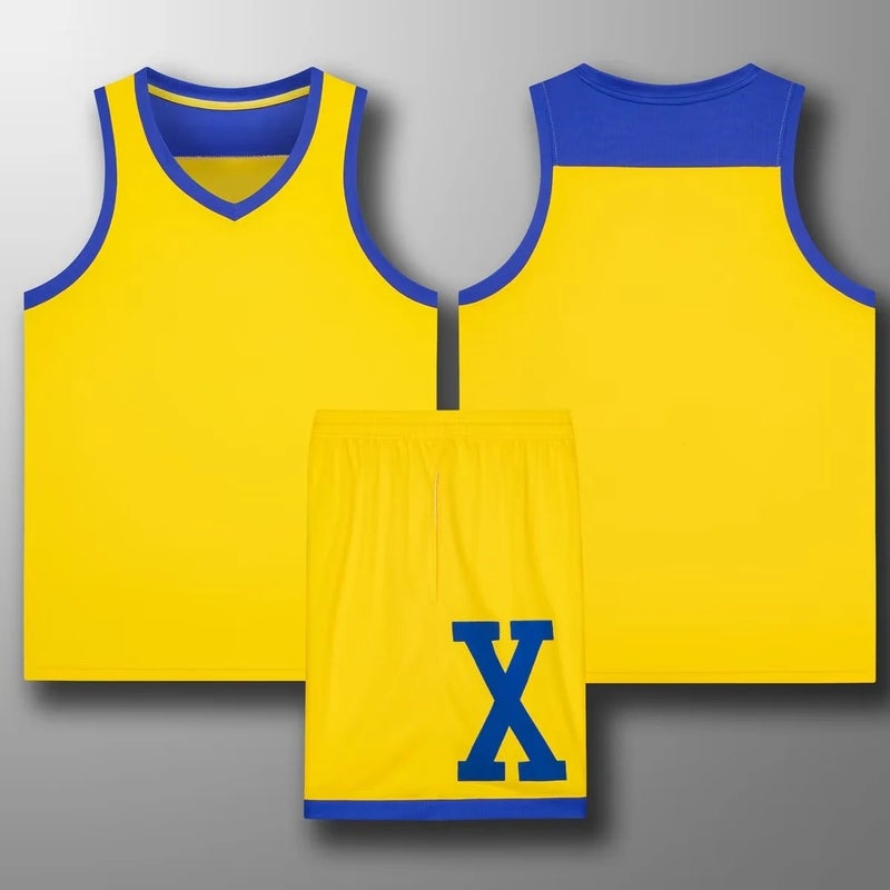 Generic Customizable Basketball Uniform Kit YG-877 yellow
