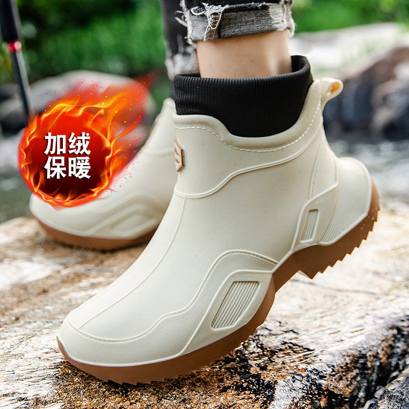 Men'S Rain Boots, Fashionable Short Rain Boots, Non-Slip Water Shoes, Women'S Outdoor Wear-Resistant Water Boots, Work Waterproof Rubber Shoes - Image 1