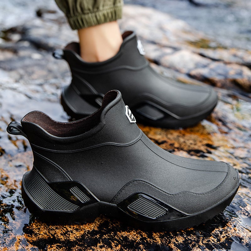Men'S Rain Boots, Fashionable Short Rain Boots, Non-Slip Water Shoes, Women'S Outdoor Wear-Resistant Water Boots, Work Waterproof Rubber Shoes - Image 3