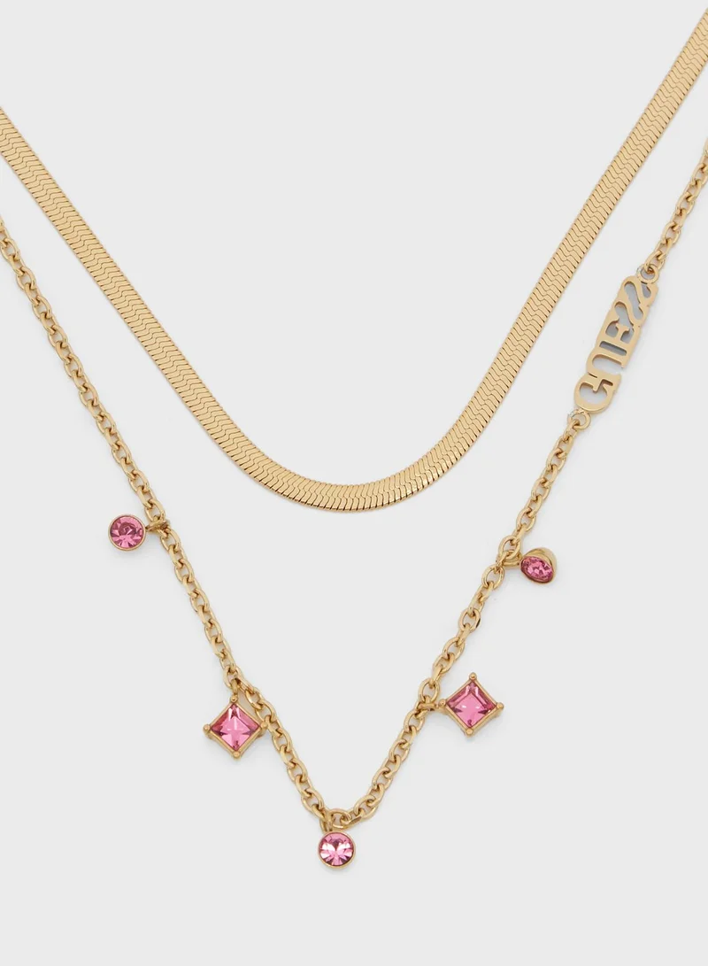 GUESS Rose Double Chain Detail Necklace