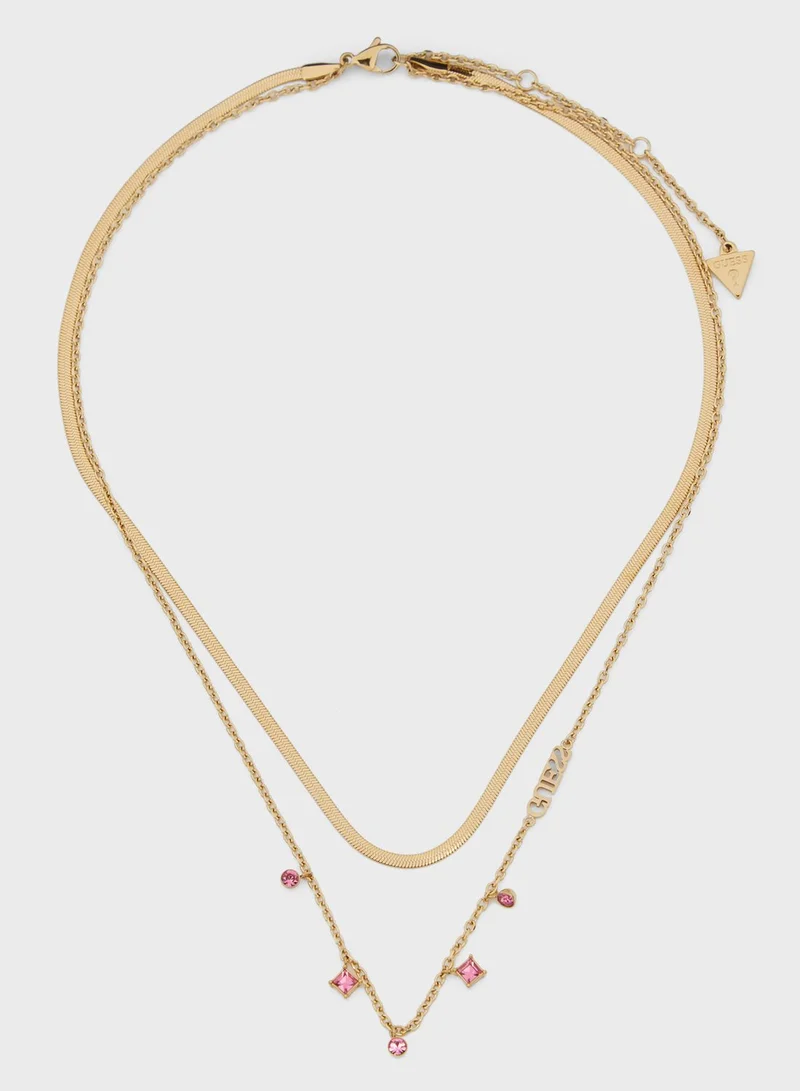 GUESS Rose Double Chain Detail Necklace