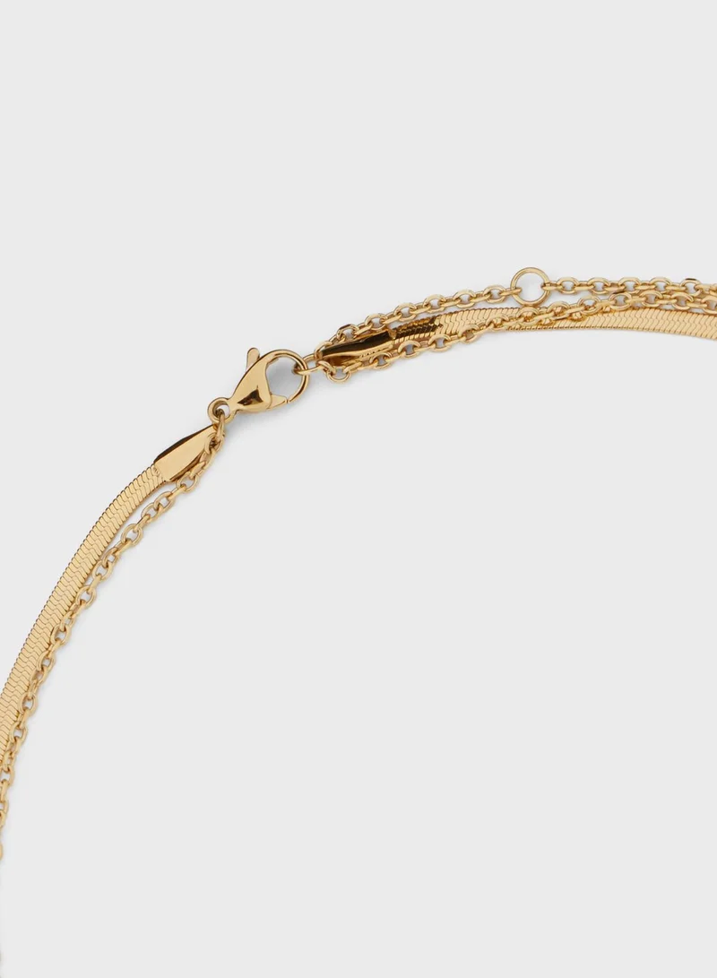 GUESS Rose Double Chain Detail Necklace