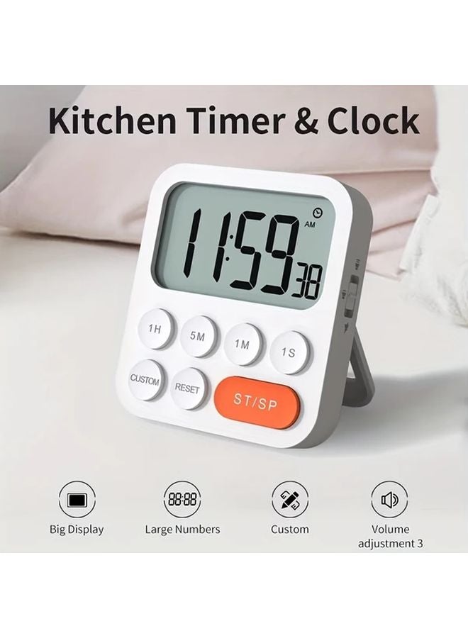 White Digital Timer Countdown Stopwatch with LCD Display for Kitchen Cooking Baking Fitness - Image 2