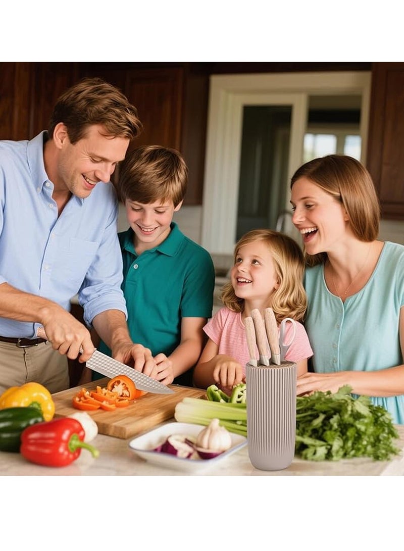 سوق التفاح الذهبي مجموعة سكاكين شيف6 قطع، مجموعة سكاكين مطبخ مع حامل عالمي، شفرات فولاذية مقاومة للالتصاق، مقاومة للصدأ، جودة احترافية للمنازل والمطاعم، سكاكين مطبخ حادة. - Image 4