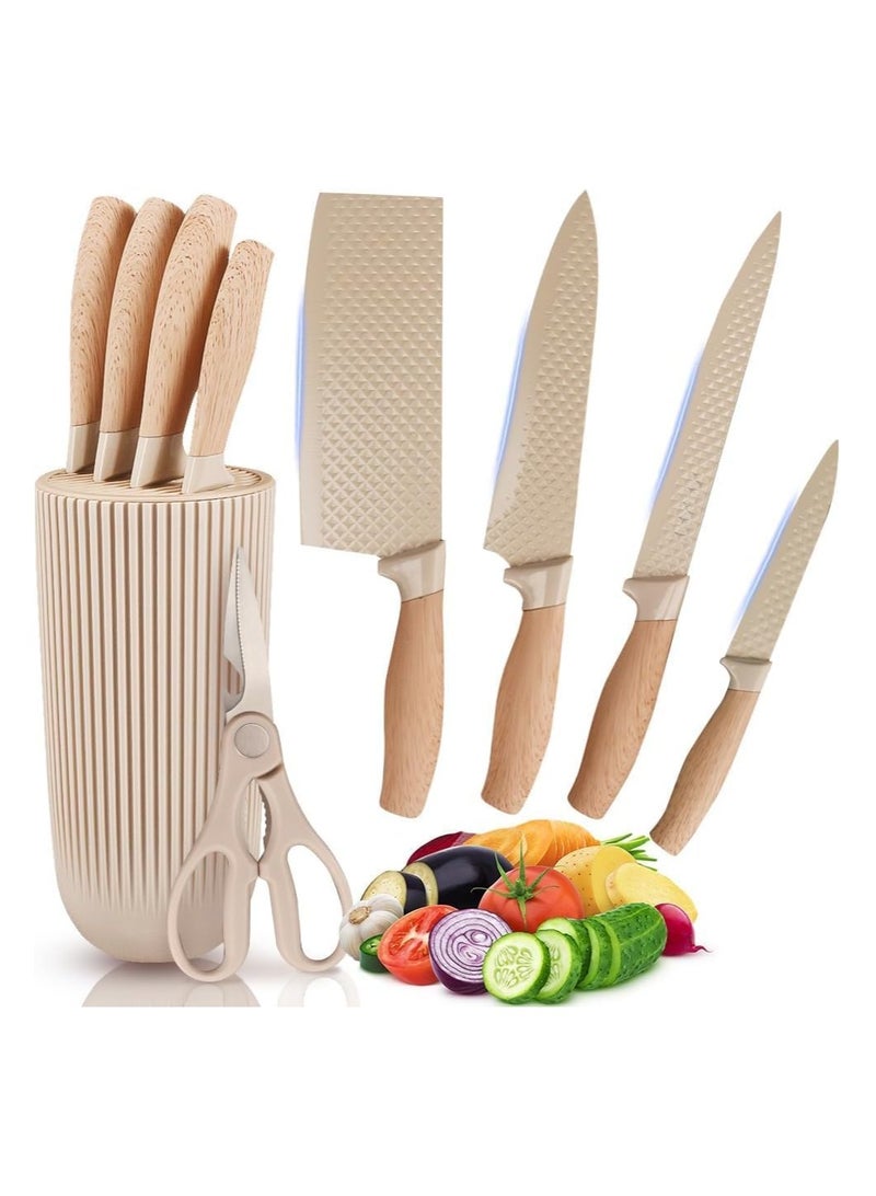 Golden Apple Market 6-Piece Professional Kitchen Knife Set with Universal Block Stainless Steel Blades Ergonomic Handles, Japanese Precision Durable Sharp Chef Knives for Chopping, Slicing and Dicing-Home & Restaurant Use  - Image 4