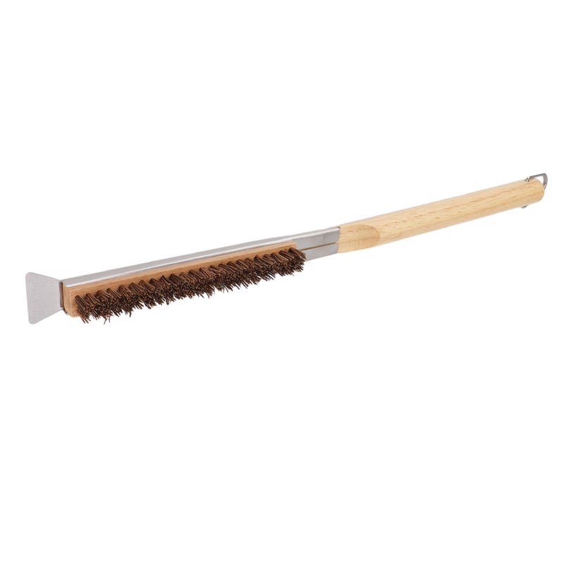 Pizza Oven Brush with Scraper Detachable Wooden Handle Coconut Fiber Pizza Stone Cleaning Brush for Outdoor Pizza Oven Accessories - Image 3
