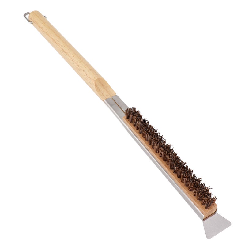 Pizza Oven Brush with Scraper Detachable Wooden Handle Coconut Fiber Pizza Stone Cleaning Brush for Outdoor Pizza Oven Accessories - Image 2