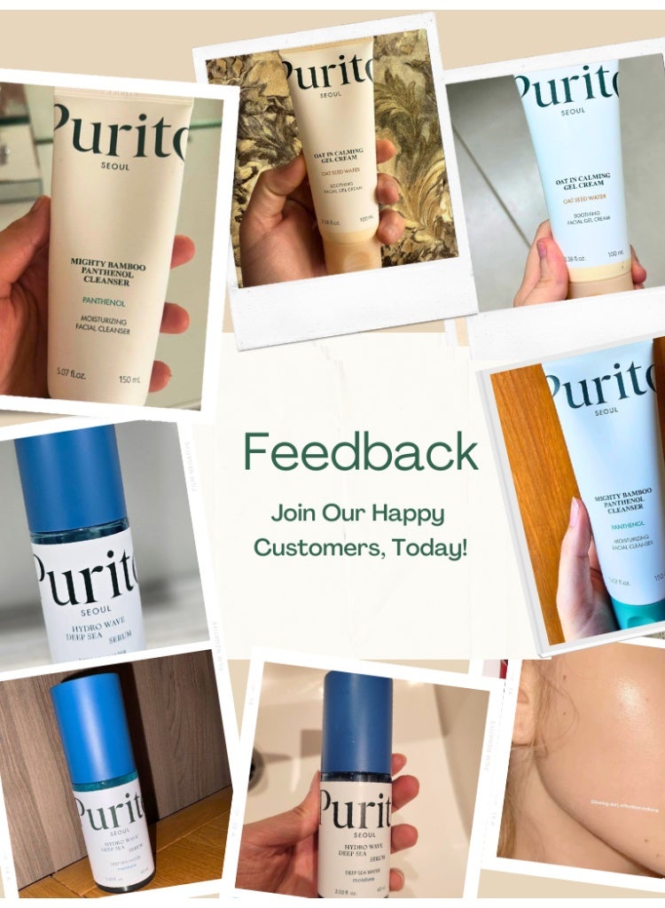 PURITO Sensitive & Irritated Skin Relief – PURITO Bamboo Cleanser + Deep Sea Serum + Oat In Calming Gel Cream Set - Image 2