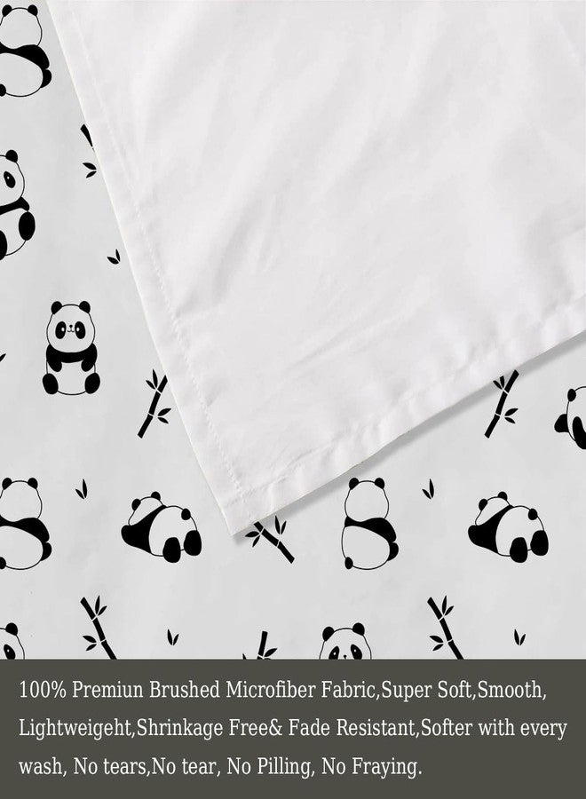 MUSOLEI Panda Sheets Panda Fitted Sheets Cute Animal Bed Set with 3D Ear Girl Twin Bed Sets Girl Full Bedding Kids Bedding Cute Kids Bed Sheets 1 Fitted Sheet 1 Flat Sheet with 2 Pillowcases (Full) - Image 5