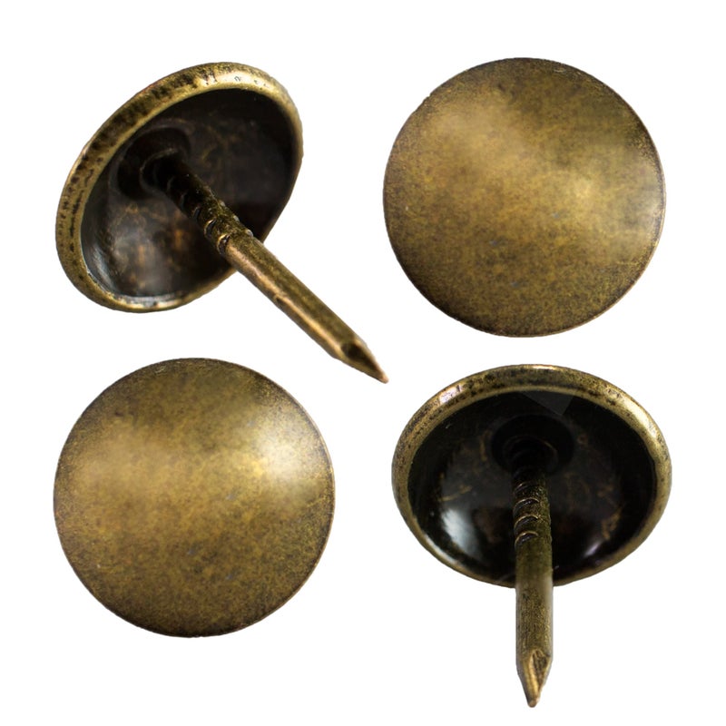 Decotacks 100 PcsBox Upholstery Tacks Upholstery Nails 716 Head x 12 Long Shank Antique Brass DX0511AB