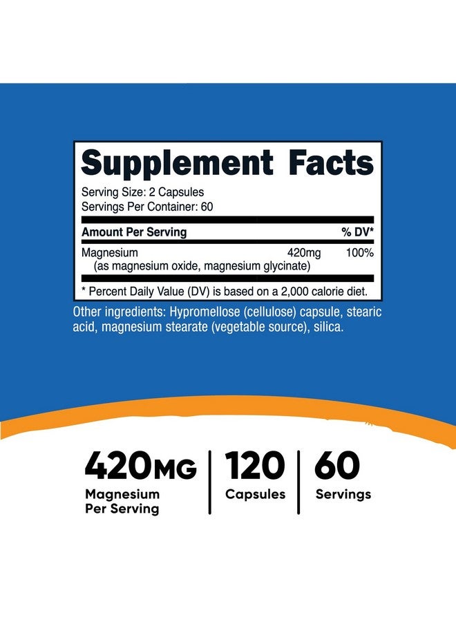 نيوتريكوست مغنيسيوم+ قوة إضافية ٤٢٠ ملغ، ١٢٠ كبسولة - ٦٠ حصة. أكسيد المغنيسيوم والجليسينات - غير معدل وراثيًا، خالٍ من الغلوتين، مناسب للنباتيين - Image 2