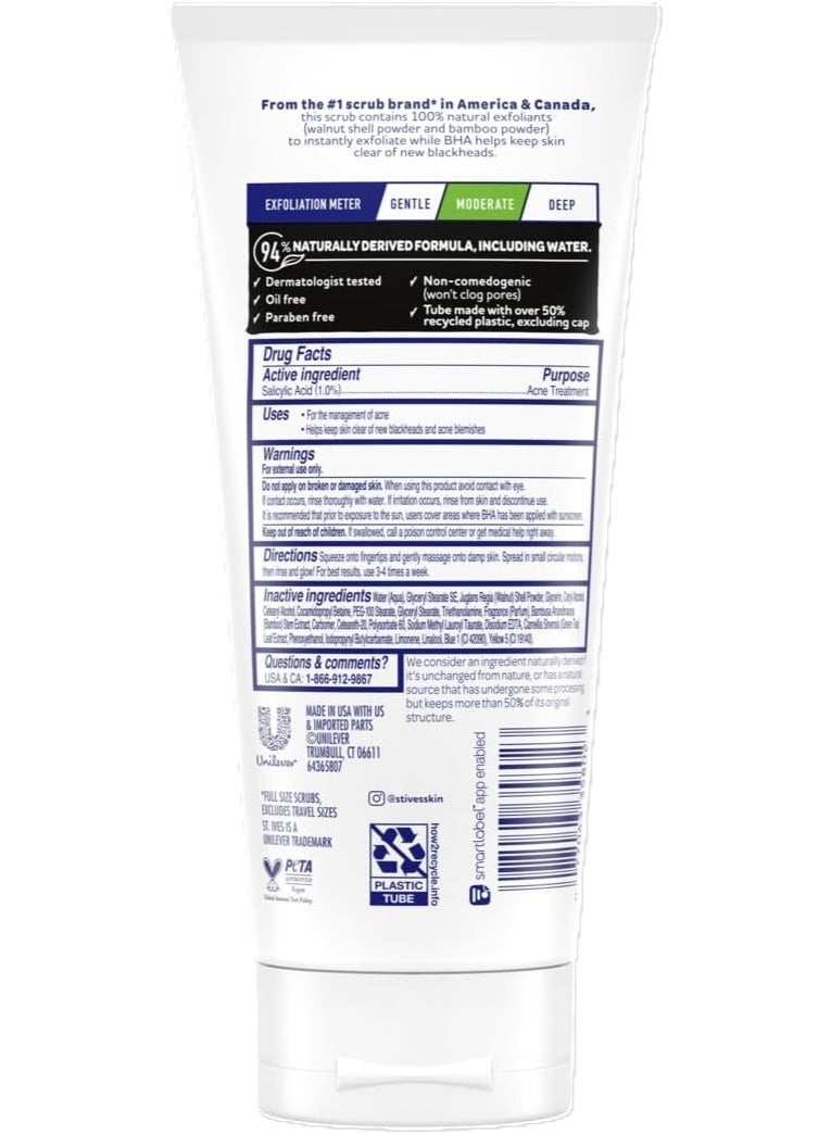 St. Ives Blackhead Clearing Facial Scrub – Green Tea & Bamboo Deep Pore Exfoliating Cleanser, 170g Tube - Image 2