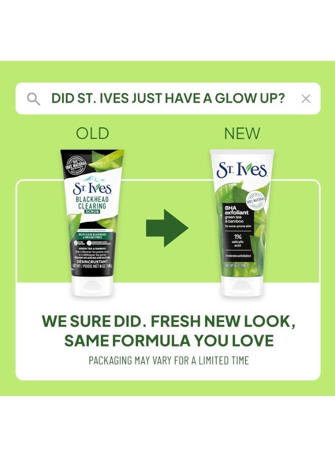 St. Ives Blackhead Clearing Facial Scrub – Green Tea & Bamboo Deep Pore Exfoliating Cleanser, 170g Tube - Image 3