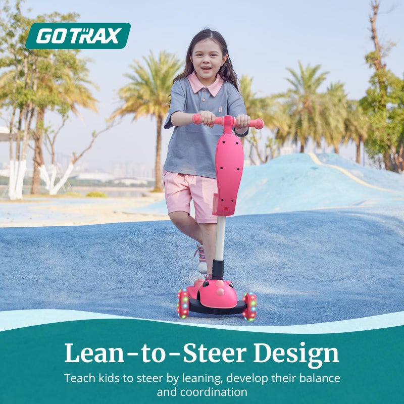Gotrax KS3 Pro Kick Scooter for Kids, One Key Removable Seat & 3 Extra Wide PU Light-Up Wheels and Anti-Slip Deck, Adjustable Height Handlebar and Lean-to-Steer, Foldable Scooter for Children Aged 2-8 - Image 2