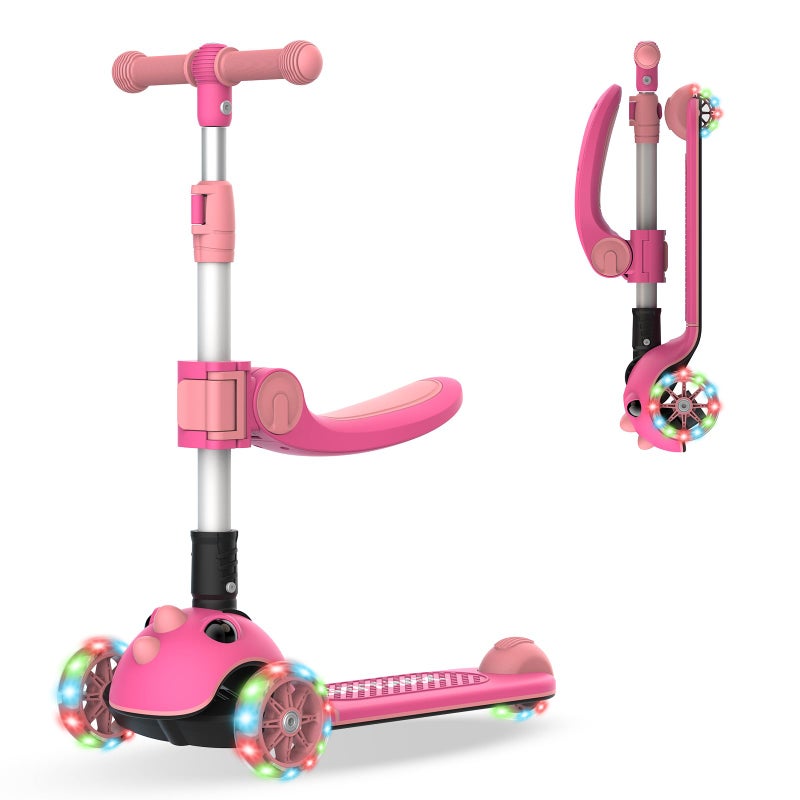 Gotrax KS3 Pro Kick Scooter for Kids, One Key Removable Seat & 3 Extra Wide PU Light-Up Wheels and Anti-Slip Deck, Adjustable Height Handlebar and Lean-to-Steer, Foldable Scooter for Children Aged 2-8 - Image 1