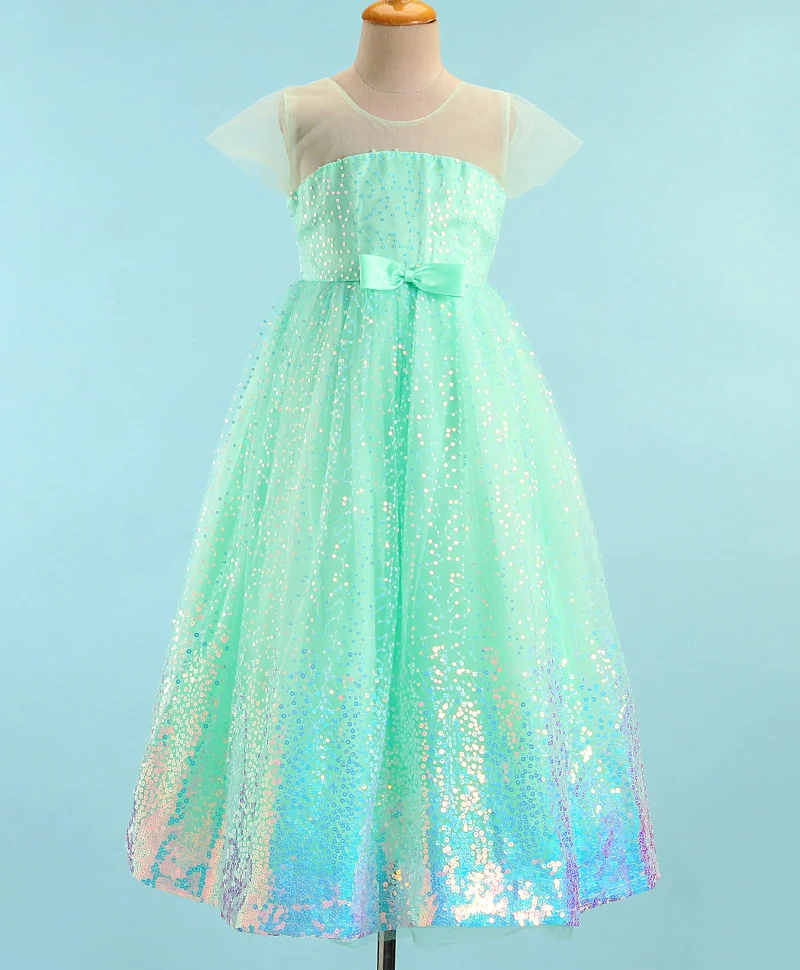 babyhug Babyhug Half Sleeves Gown with Sequin Detailing - Mint