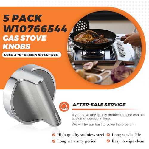 Beaquicy 2025 Upgraded W10766544 Gas Stove Knobs 5 Pack Burner Control Knobs Replacement for Whirlpool Range WFG540H0ES0 and Replaces W10430807 W10676228 4248219 AP5958476 PS10067059 EAP10067059 - Image 3