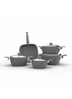 Top Chef Granite Set Of 9 Squares (Pot 28/24/20/18/Frying Pan 26) Gray