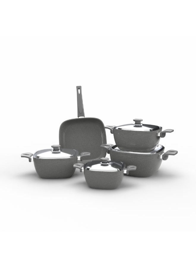 Top Chef - Top Chef Granite Set Of 9 Squares (Pot 28/24/20/18/Frying Pan 26) Gray - Image 1