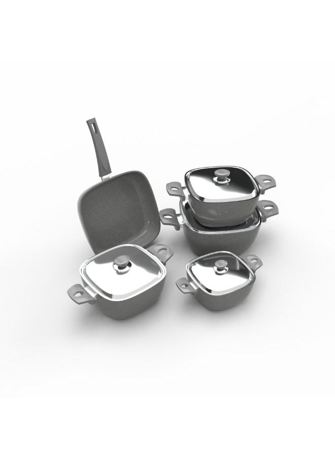 Top Chef - Top Chef Granite Set Of 9 Squares (Pot 28/24/20/18/Frying Pan 26) Gray - Image 1