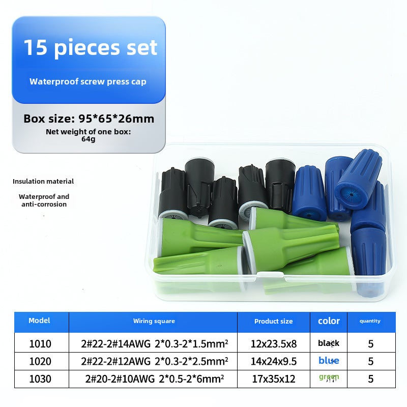Spiral Wire Cap Waterproof Crimp Terminals P1P2P3P4P6 15 waterproof box 