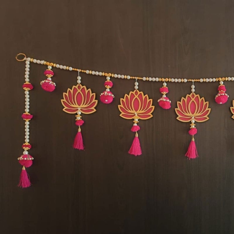 GIFT JAIPUR GIFT JAIPUR Mygiftyshop Handmade Door Hanging Pink Lotus Style Door Bandarwal Toran Tl14 Diwali Ganesh Pooja New Year Inauguration Wedding Festival Home Decor 40 Inch X 8 Inch  - Image 2