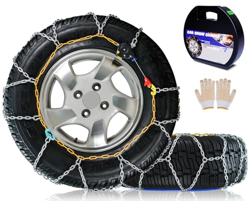 SnowChains Auto Fixing 1 Min Quick Fit Easy Installation TireChains Portable Reusable Universal Emergency Tire Traction Chain for Passenger Car Pickup Trucks and SUV Set of 2 HKN90
