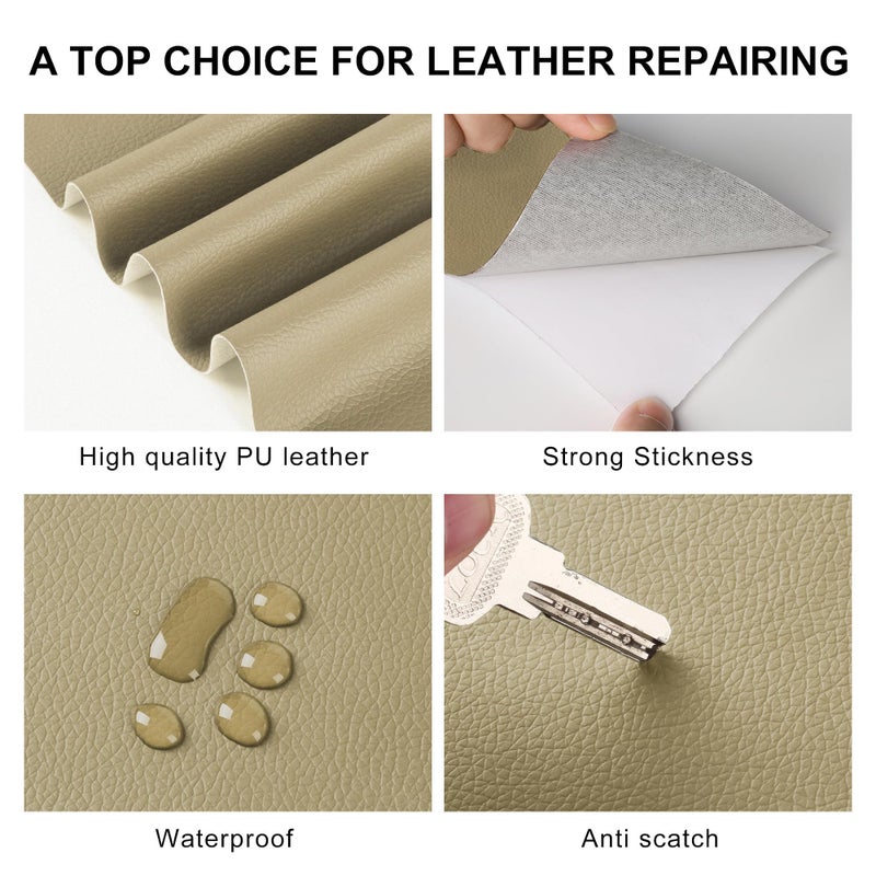 YAFLC Leather Repair Patch for Furniture, 4" x 63" Self Adhesive Leather Repair Kit Vinyl Repair Tape for Car Seat Sofa Jackets Couches Chair Medium Beige - Image 4