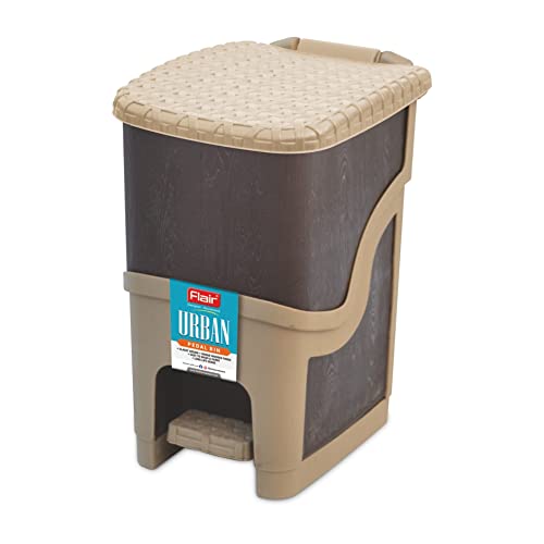 FLAIR Urban Pedal Bin – 9.5L, BPA-Free Food Grade Plastic Dustbin & Foot Pedal – Hands-Free, Durable & Easy to Clean – Durable Plastic Trash Can for Home, Kitchen & Office (Brown) - Image 1