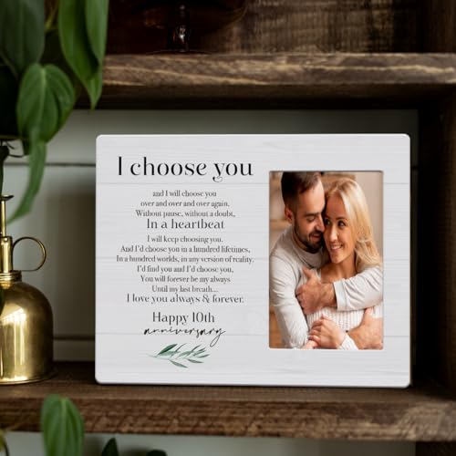 IAXIC 10th Anniversary Picture Frame, 10th Wedding Anniversary for Her Him Couple Husband Wife, Happy Decorations for Wall Desk Tabletop Shelf, 10 Years Wedding Gift Ideas - Image 4
