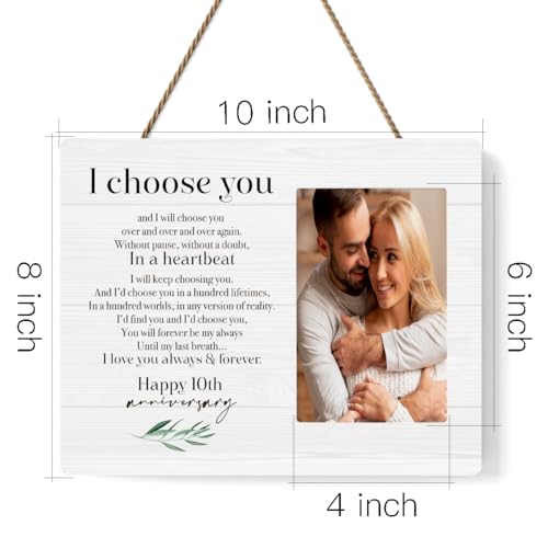 IAXIC 10th Anniversary Picture Frame, 10th Wedding Anniversary for Her Him Couple Husband Wife, Happy Decorations for Wall Desk Tabletop Shelf, 10 Years Wedding Gift Ideas - Image 2