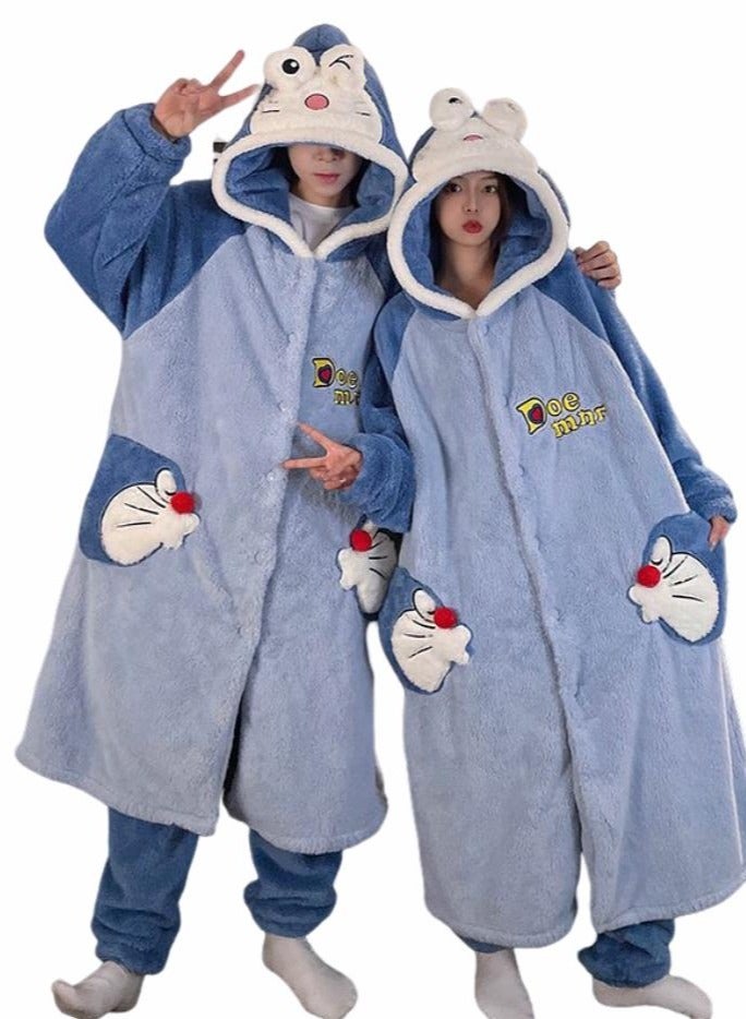 KUYING Velvet and Thickened Nightgown Cute Cartoon Home Fur Set  - Image 1