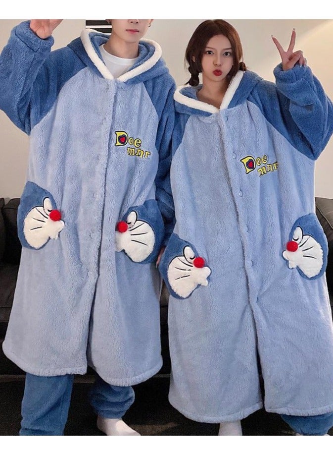 KUYING Velvet and Thickened Nightgown Cute Cartoon Home Fur Set  - Image 2