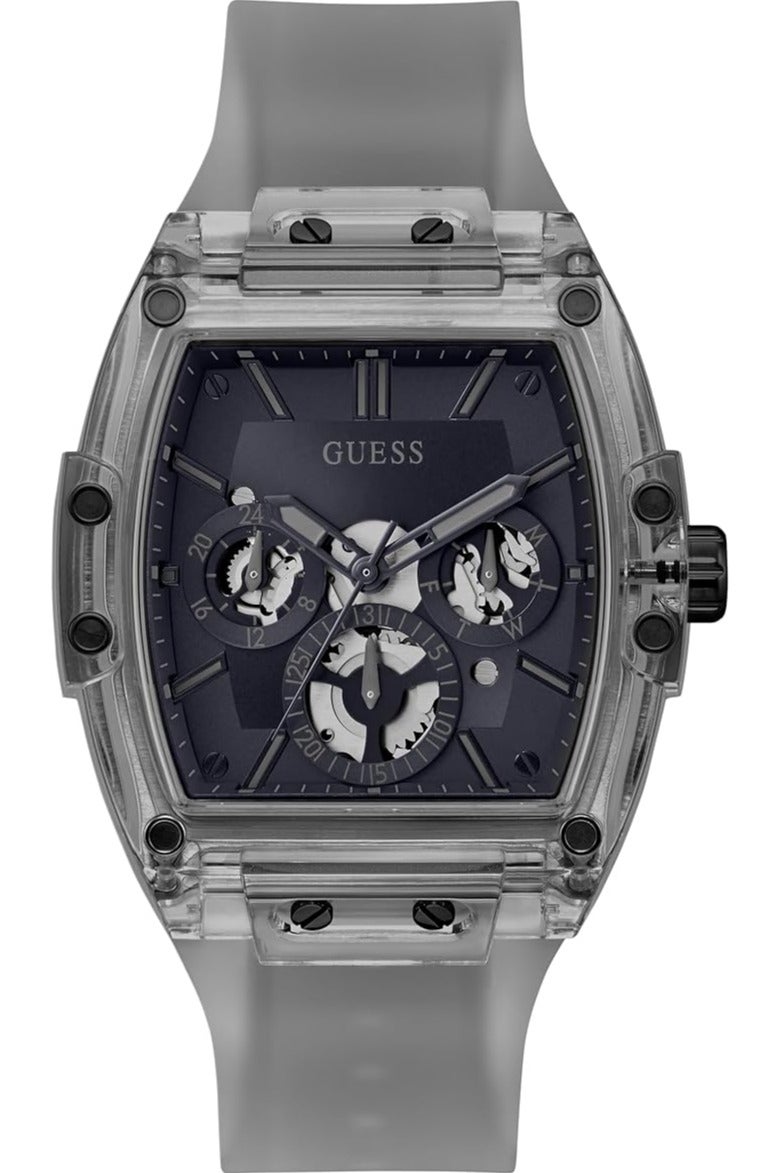 GUESS Men's Trend Casual Tonneau Diamond 43mm Watch – Black Dial Stainless Steel Case & Bracelet - Image 1