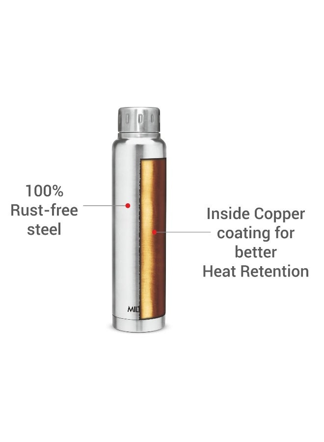 Milton زجاجة ماء إلفين 750 من الفولاذ المقاوم للصدأ معزولة حرارياً لمدة 24 ساعة، 750 مل، فضي | مانعة للتسرب | سهلة الحمل | زجاجة مكتبية | تسلق | رحلات | زجاجة سفر | صالة رياضية | منزل | زجاجة مطبخ - Image 4