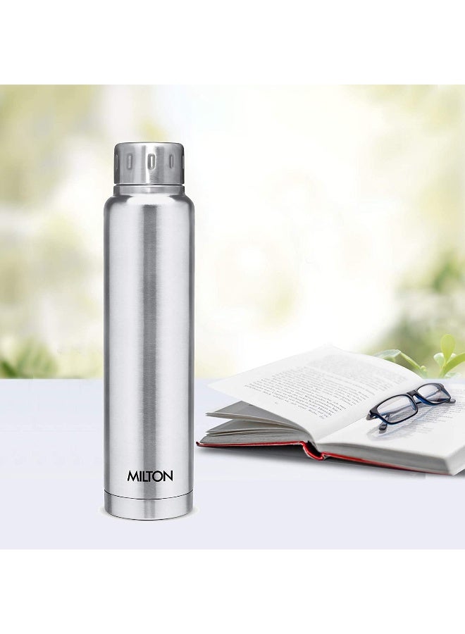 Milton زجاجة ماء إلفين 750 من الفولاذ المقاوم للصدأ معزولة حرارياً لمدة 24 ساعة، 750 مل، فضي | مانعة للتسرب | سهلة الحمل | زجاجة مكتبية | تسلق | رحلات | زجاجة سفر | صالة رياضية | منزل | زجاجة مطبخ - Image 5