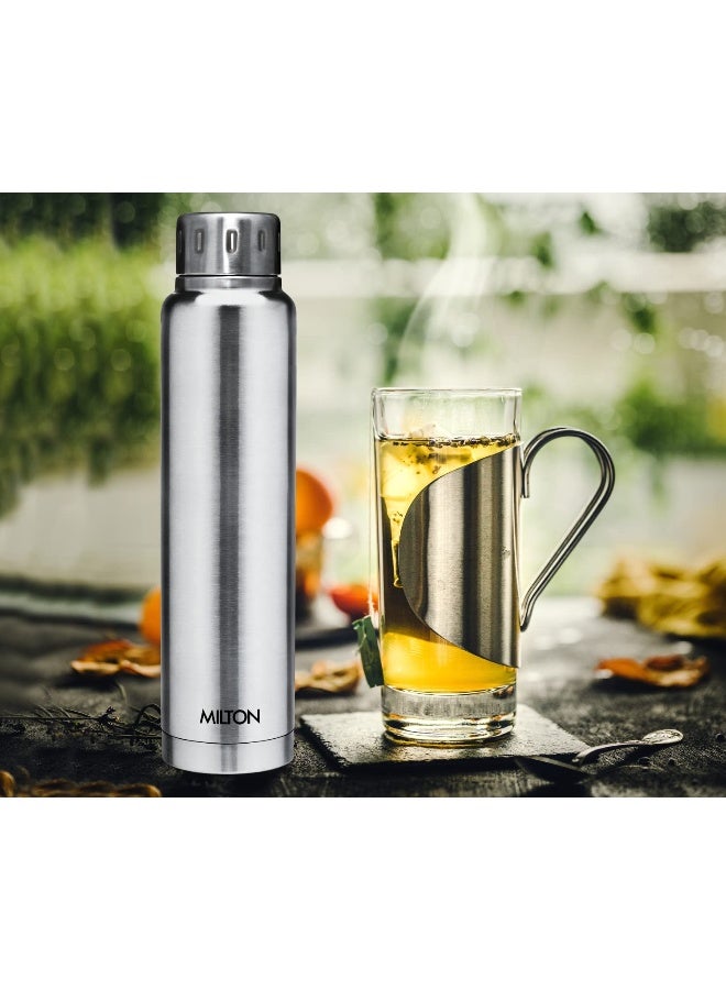 Milton زجاجة ماء إلفين 750 من الفولاذ المقاوم للصدأ معزولة حرارياً لمدة 24 ساعة، 750 مل، فضي | مانعة للتسرب | سهلة الحمل | زجاجة مكتبية | تسلق | رحلات | زجاجة سفر | صالة رياضية | منزل | زجاجة مطبخ - Image 3