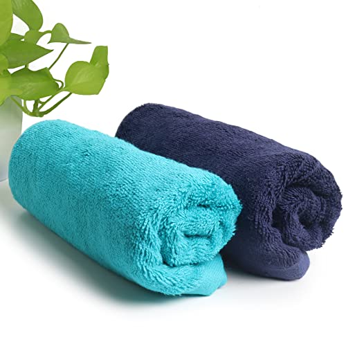 HEELIUM Bamboo Hand Towel | Ultra Absorbent & Anti-Bacterial | 3X Softer Than Cotton Towels | 65 X 40 cm - 600 GSM | Pack of 2 - Blue, Teal - Image 1