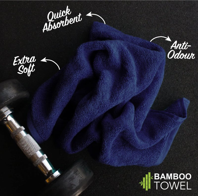 HEELIUM Bamboo Hand Towel | Ultra Absorbent & Anti-Bacterial | 3X Softer Than Cotton Towels | 65 X 40 cm - 600 GSM | Pack of 2 - Blue, Teal - Image 2