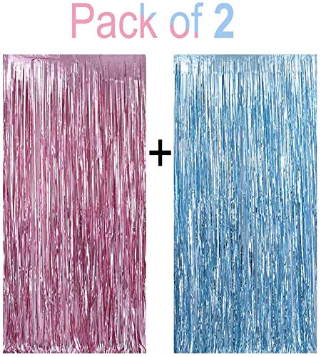 Balloonistics Boy or Girl Baby Shower Banner C7 Combo Includes 2 Blue and Pink foil Curtains, 1 Boy or Girl Banner, 25 Nos Pink and Blue Metallic Balloon and Glue Dots for Decoration - Image 5